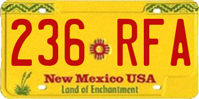 NM license plate 236RFA
