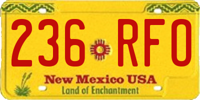 NM license plate 236RFO