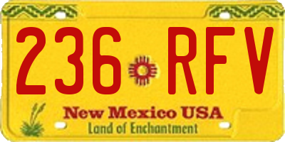 NM license plate 236RFV