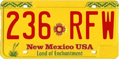 NM license plate 236RFW