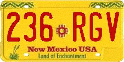 NM license plate 236RGV