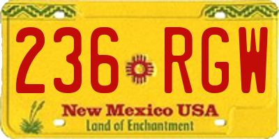 NM license plate 236RGW