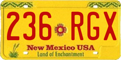 NM license plate 236RGX