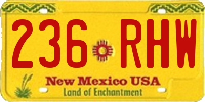 NM license plate 236RHW