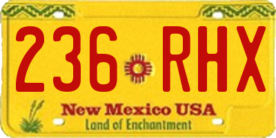 NM license plate 236RHX