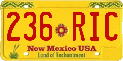 NM license plate 236RIC