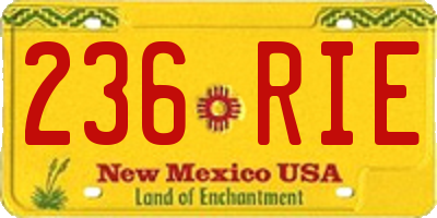 NM license plate 236RIE