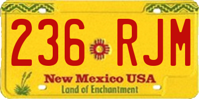 NM license plate 236RJM