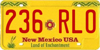 NM license plate 236RLO