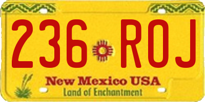 NM license plate 236ROJ