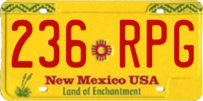 NM license plate 236RPG