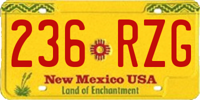 NM license plate 236RZG