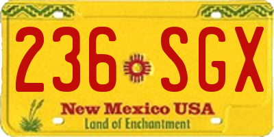 NM license plate 236SGX