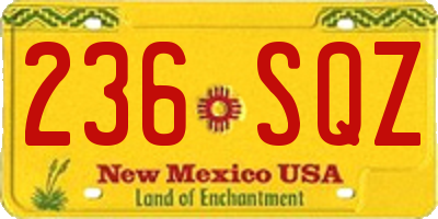 NM license plate 236SQZ