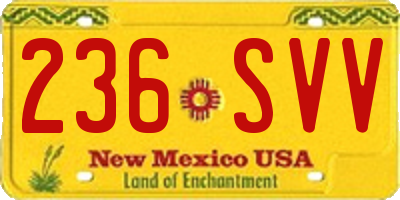 NM license plate 236SVV