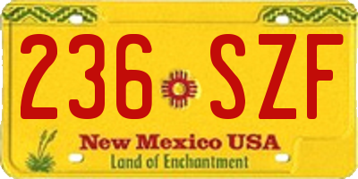 NM license plate 236SZF