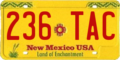 NM license plate 236TAC
