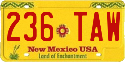 NM license plate 236TAW