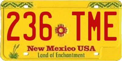 NM license plate 236TME