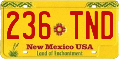 NM license plate 236TND