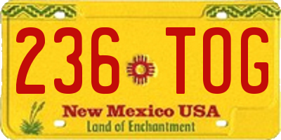 NM license plate 236TOG