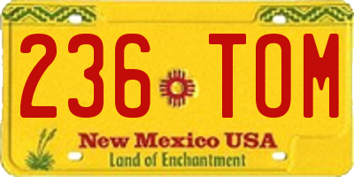 NM license plate 236TOM