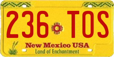 NM license plate 236TOS