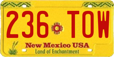 NM license plate 236TOW