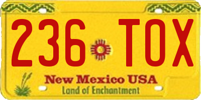 NM license plate 236TOX