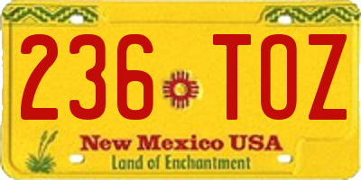 NM license plate 236TOZ
