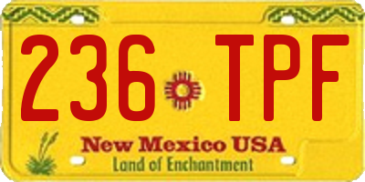 NM license plate 236TPF