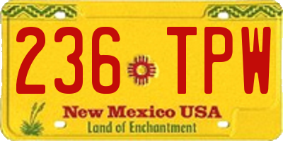 NM license plate 236TPW