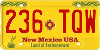 NM license plate 236TQW