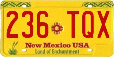 NM license plate 236TQX