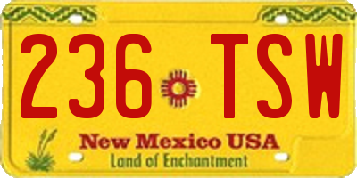 NM license plate 236TSW