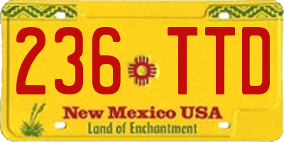 NM license plate 236TTD