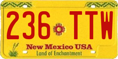 NM license plate 236TTW