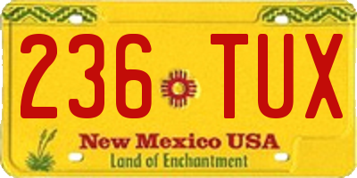 NM license plate 236TUX