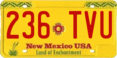 NM license plate 236TVU