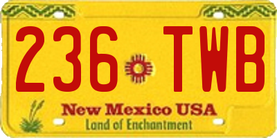 NM license plate 236TWB