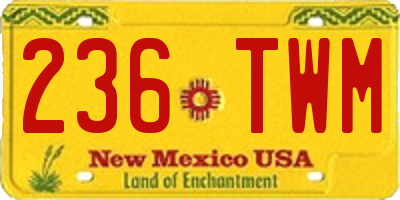 NM license plate 236TWM