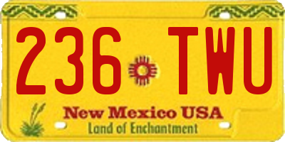 NM license plate 236TWU