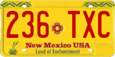 NM license plate 236TXC