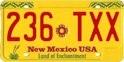 NM license plate 236TXX