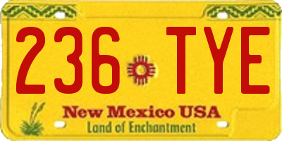 NM license plate 236TYE
