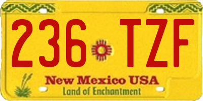 NM license plate 236TZF