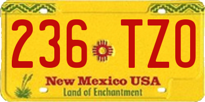 NM license plate 236TZO