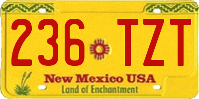 NM license plate 236TZT