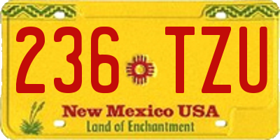 NM license plate 236TZU