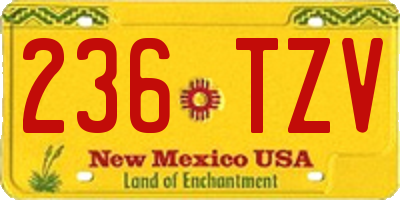 NM license plate 236TZV